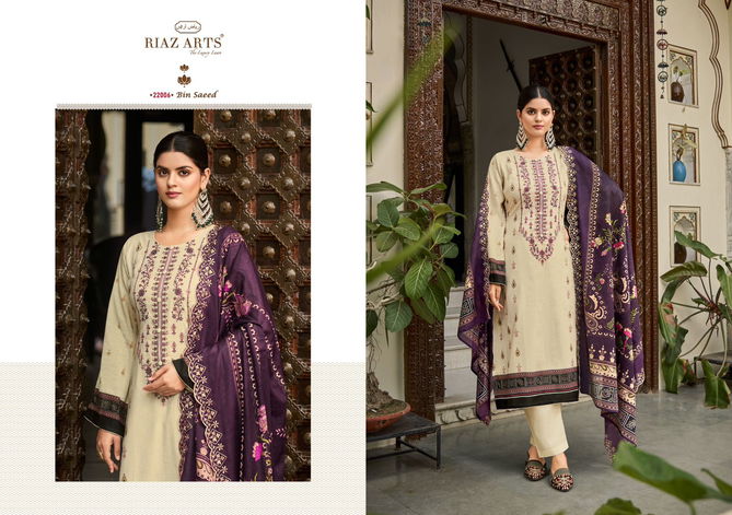 Bin Saeed Vol 2 By Riaz Arts Lawn Digital Printed Dress Material Suppliers In India
